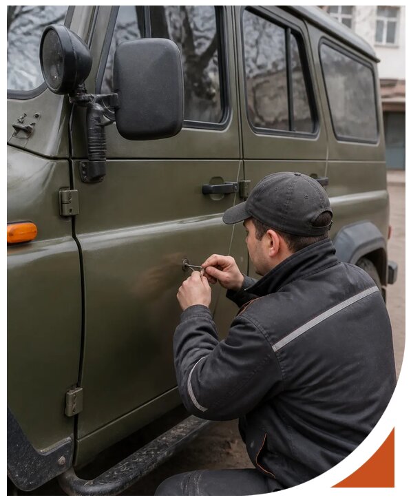 Профессиональное вскрытие автомобиля УАЗ без повреждений в Коркине